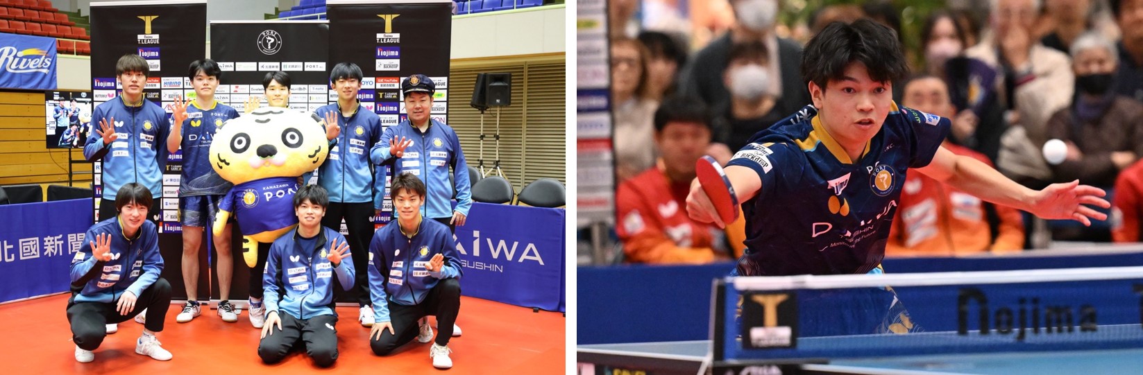 金沢ポート選手集合写真と試合の様子
