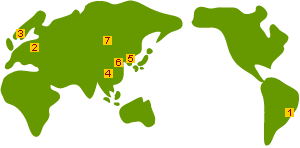 姉妹都市の場所を示した世界地図のイラスト