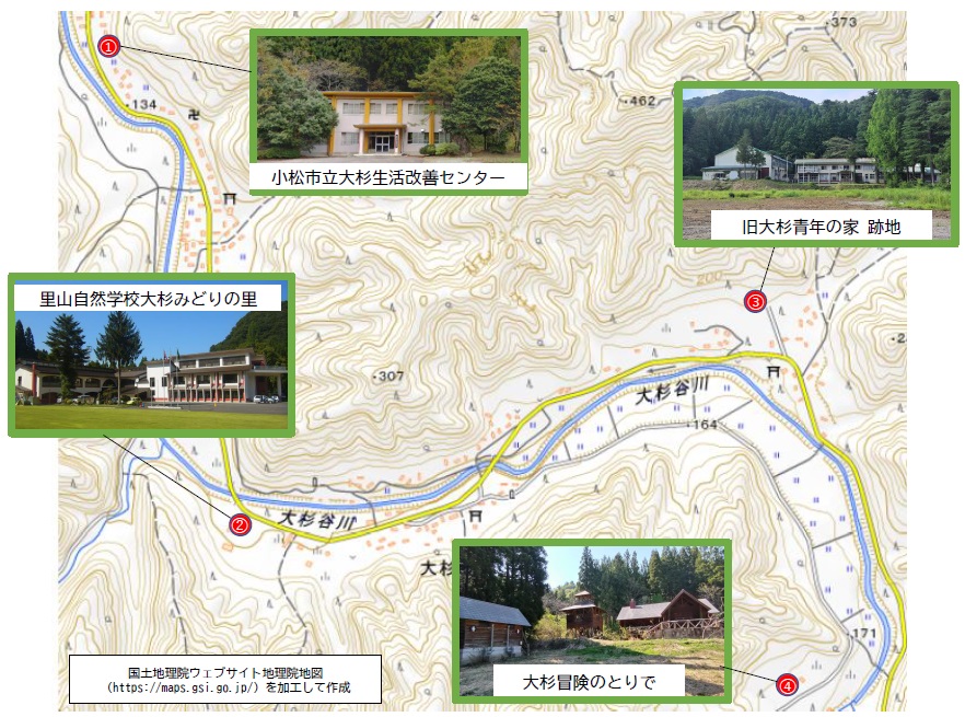 大杉地区の対象施設地図